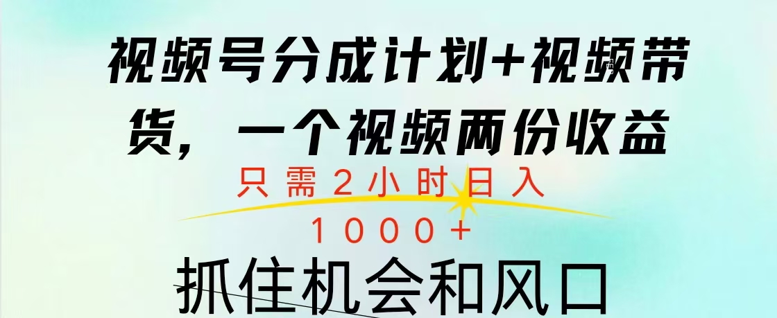 视频号橱窗带货, 10分钟一个视频, 2份收益,日入1000+-天行资源库