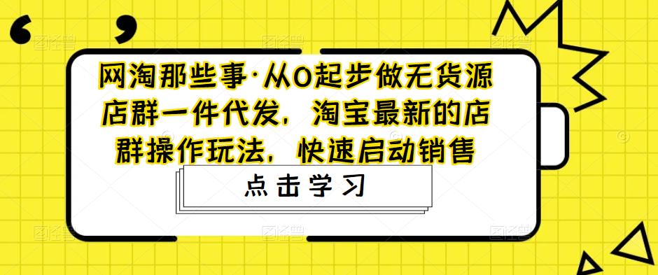 从0起步做无货源店群一件代发，淘宝最新的店群操作玩法，快速启动销售-天行资源库