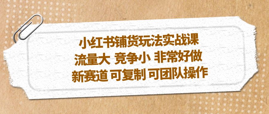 小红书铺货玩法实战课,流量大 竞争小 非常好做 新赛道 可复制 可团队操作-天行资源库