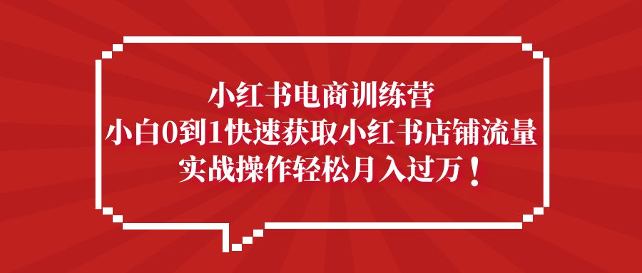 小红书电商训练营,小白0到1快速获取小红书店铺流量,实战操作月入过万-天行资源库
