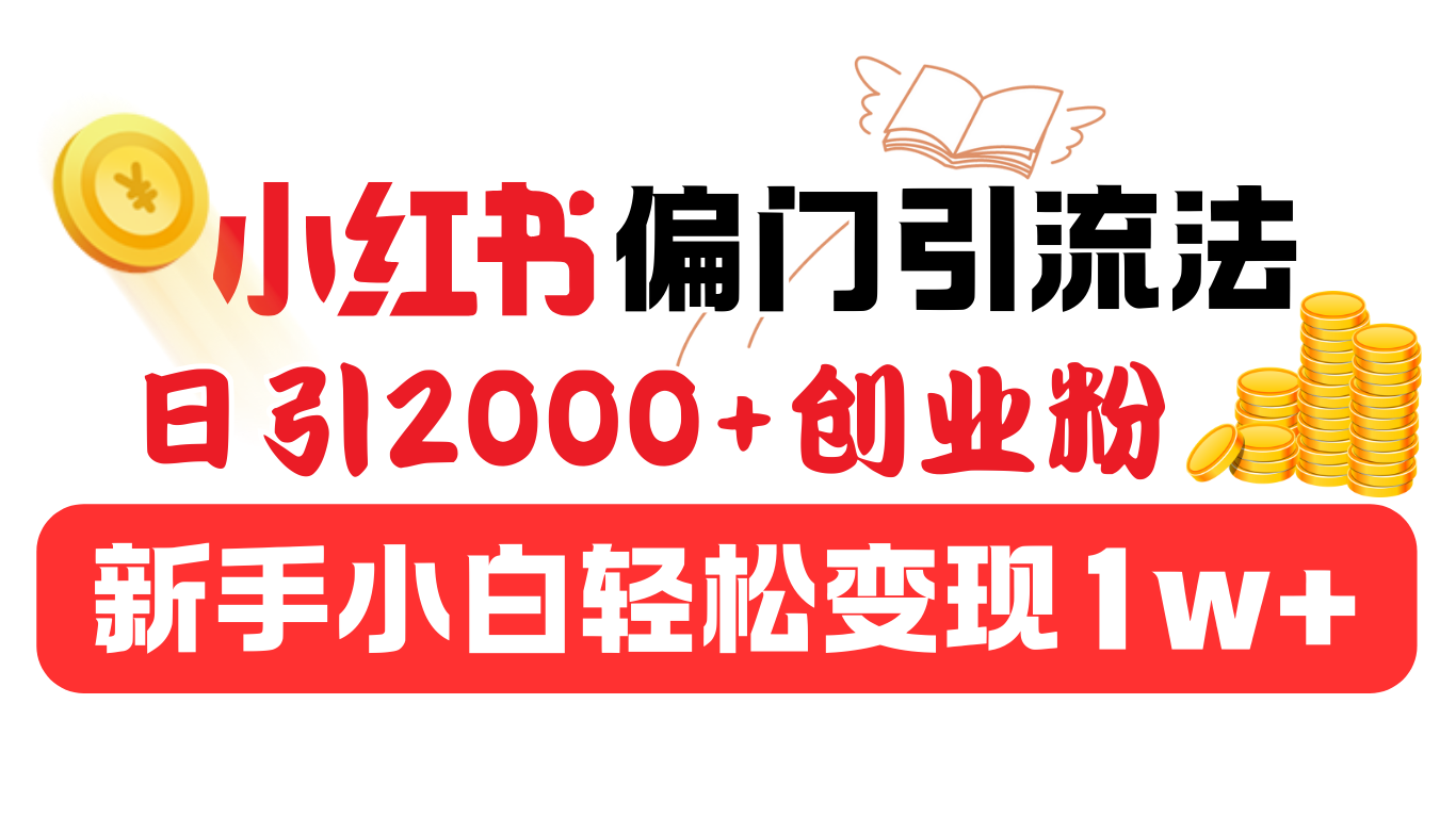 小红书偏门引流法,日引2000+创业粉,新手小白轻松变现1w+-天行资源库