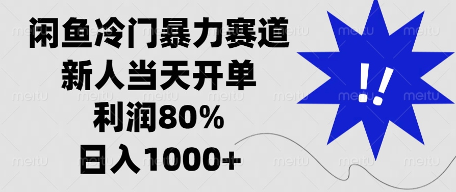 闲鱼冷门暴力赛道,利润80%,日入1000+新人当天开单,-天行资源库