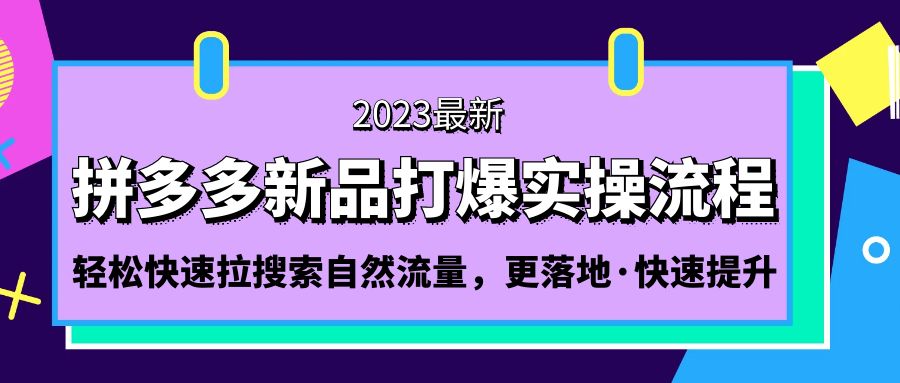 拼多多-新品打爆实操流程:轻松快速拉搜索自然流量,更落地·快速提升!-天行资源库