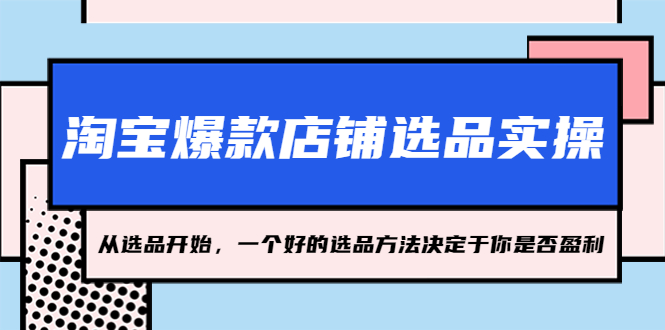淘宝爆款店铺选品实操，2023从选品开始，一个好的选品方法决定于你是否盈利-天行资源库