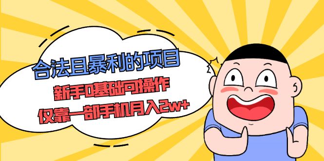 合法且暴利的项目,新手0基础可操作,仅靠一部手机月入2w+-天行资源库