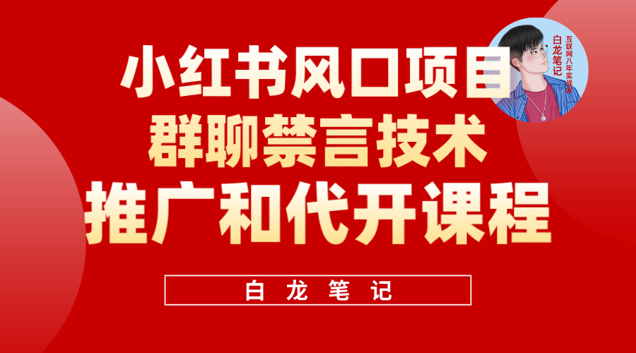 小红书风口项目日入300+,小红书群聊禁言技术代开项目,适合新手操作-天行资源库