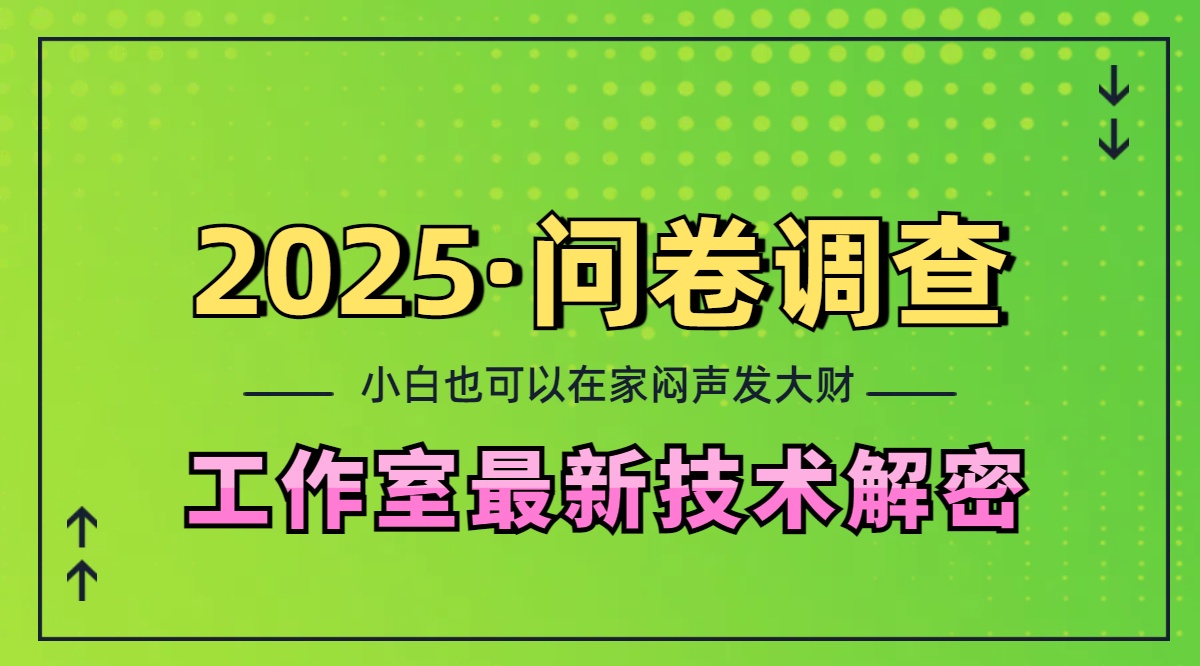 2025《问卷调查》最新工作室技术解密:一个人在家也可以闷声发大财,小白一天200+,可矩阵放大-天行资源库