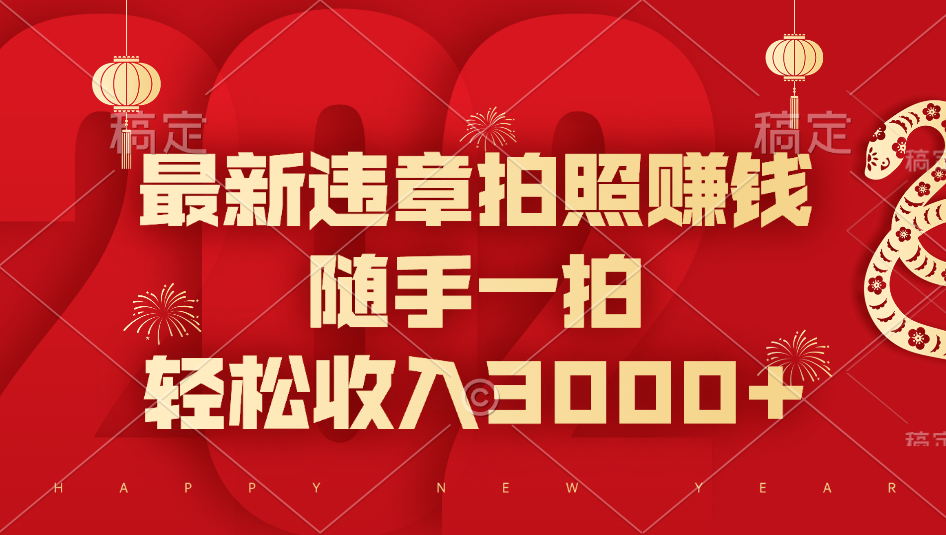 最新违章拍照赚钱,随手一拍,轻松收入3000+-天行资源库