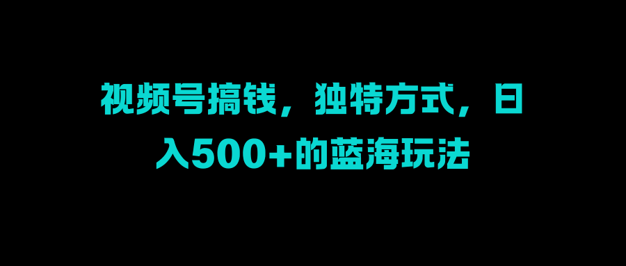 视频号搞钱,独特方式,日入500+的蓝海玩法-天行资源库