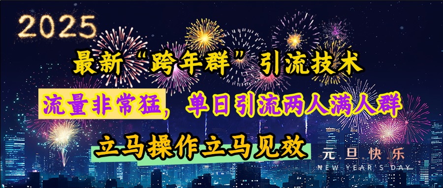 最新“跨年群”引流,流量非常猛,单日引流两人满人群,立马操作立马见效-天行资源库