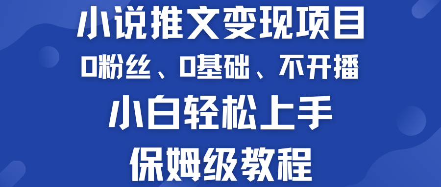 小说推文变现项目 0基础 不开播 小白轻松上手 保姆级教程-天行资源库