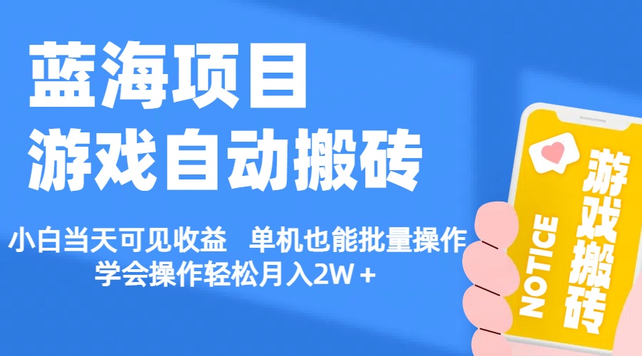 【蓝海项目】游戏自动搬砖 小白当天可见收益 单机也能批量操作-天行资源库