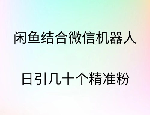 闲鱼结合微信机器人,日引几十个精准粉-天行资源库