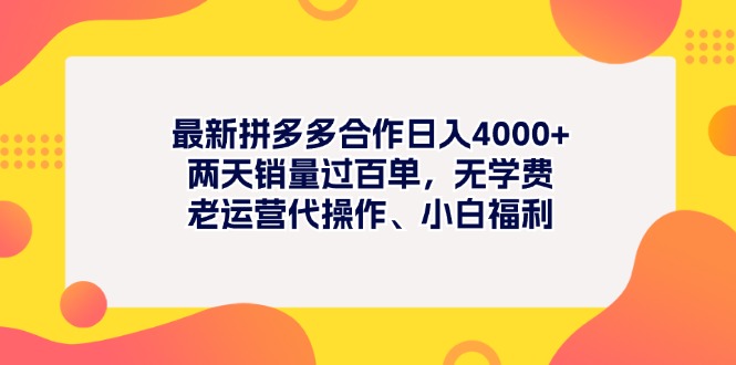 最新拼多多项目日入4000+两天销量过百单,无学费、老运营代操作、小白福利-天行资源库