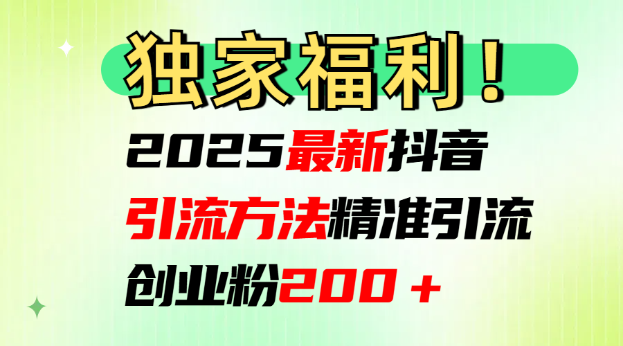 2025最新抖音引流方法每日精准引流创业粉200+-天行资源库