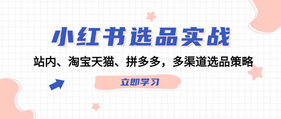 小红书选品实战:站内、淘宝天猫、拼多多,多渠道选品策略-天行资源库