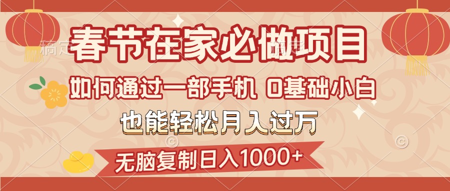 春节在家如何通过一部手机,无脑复制日入1000+,0基础小白也能轻松月入过万-天行资源库