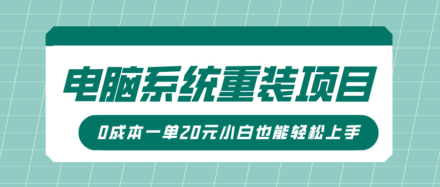 电脑系统重装项目,傻瓜式操作,0成本一单20元小白也能轻松上手-天行资源库