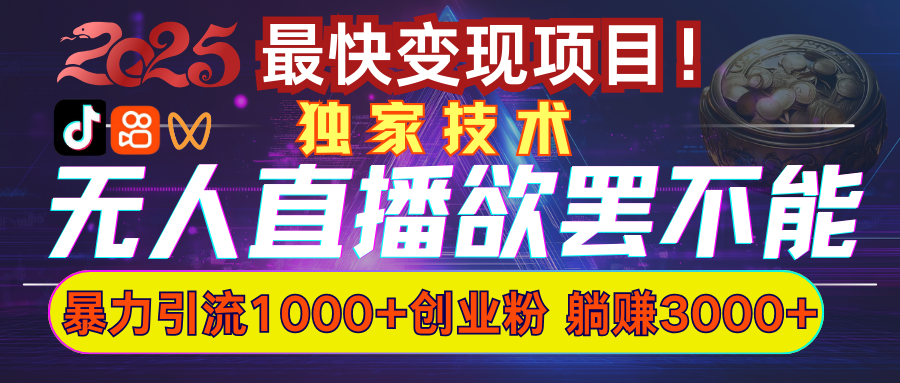欲罢不能的无人直播引流,超暴力日引流1000+高质量精准创业粉-天行资源库