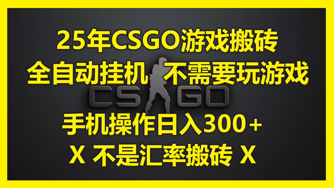 25年CSGO游戏搬砖,全自动挂机,不需要玩游戏,手机操作日入300+。(不…-天行资源库