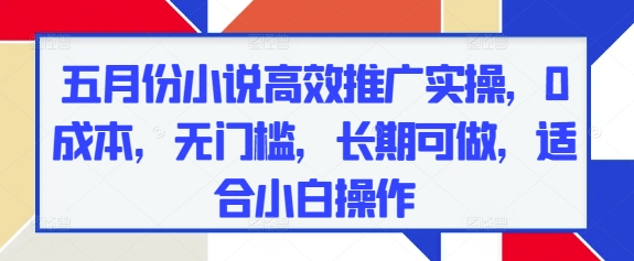 五月份小说高效推广实操,0成本,无门槛,长期可做,适合小白操作-天行资源库