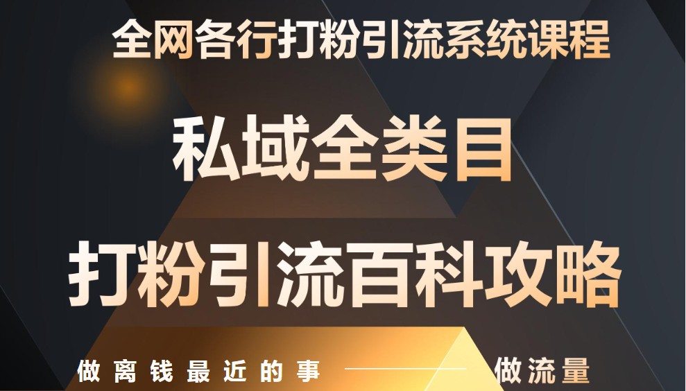 月入9万：全网唯一私域打粉引流神课，零基础手把手带你引流变现-天行资源库