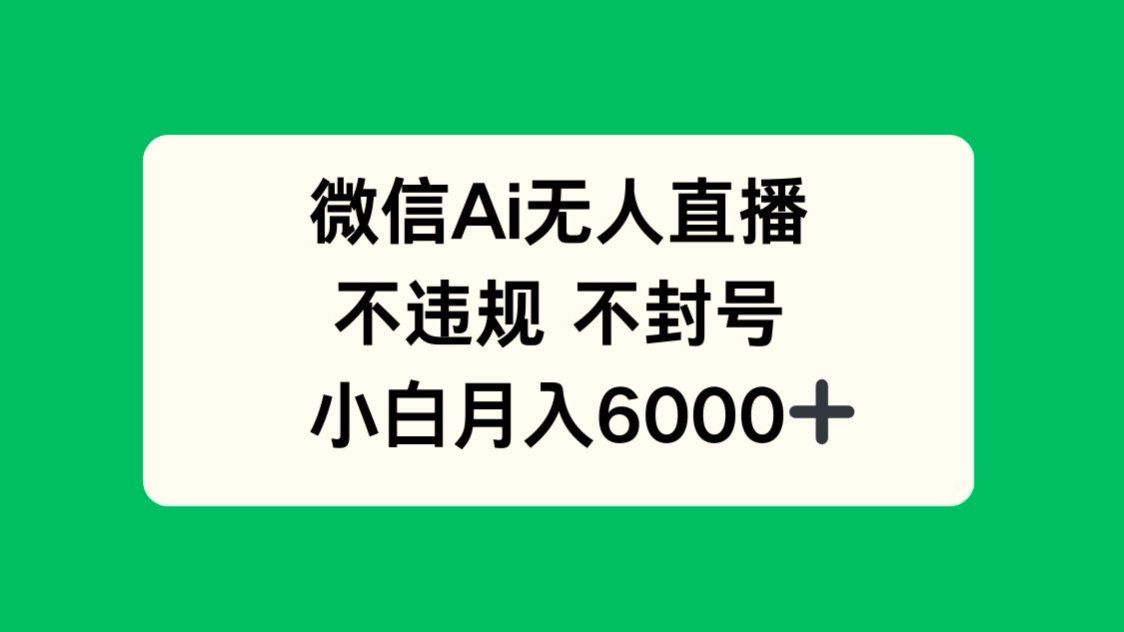 微信AI无人直播,不违规 不封号 ,小白月入6000+-天行资源库