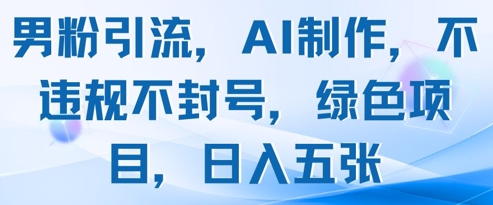 男粉引流,AI制作,不违规不封号,绿色项目,日入五张-天行资源库