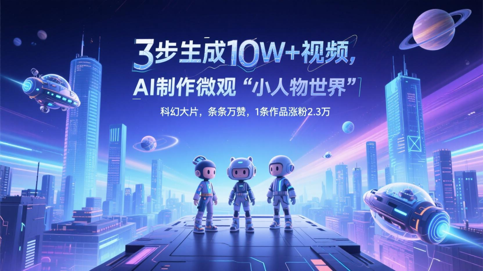 三步生成10W+视频,AI制作微观“小人物世界”科幻大片,条条万赞,1条作品涨粉2.3万-天行资源库