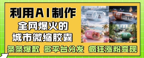 利用AI制作全网爆火的城市微缩胶囊,条条爆款, 多平台分发,疯狂涨粉变现-天行资源库