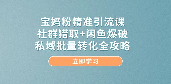 宝妈粉精准引流课,社群猎取+闲鱼爆破,私域批量转化全攻略-天行资源库