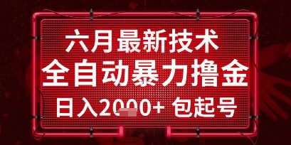 六月最新技术全自动暴力撸金,稳定日入2k+包起号,长期稳定【揭秘】-天行资源库