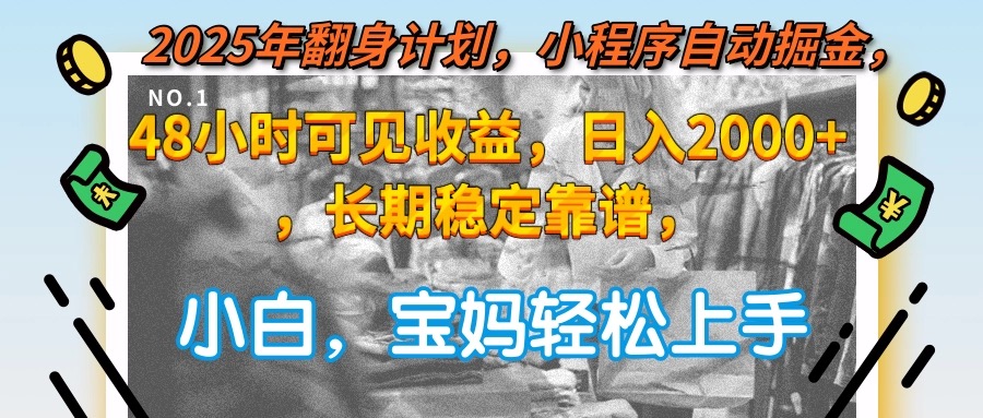 2025年翻身计划,小程序自动掘金48小时可见收益,日入2000+,长期稳定…-天行资源库