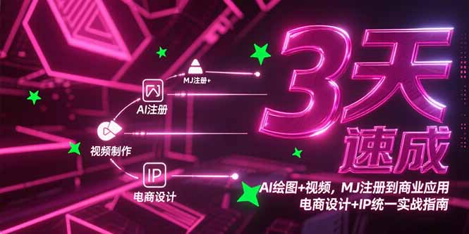 3天速成AI绘图+视频,MJ注册到商业应用,电商设计+IP统一实战指南-天行资源库