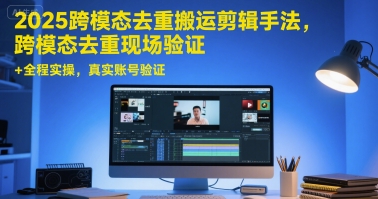 2025跨模态去重搬运剪辑手法,跨模态去重现场验证 +全程实操,真实账号验证-天行资源库
