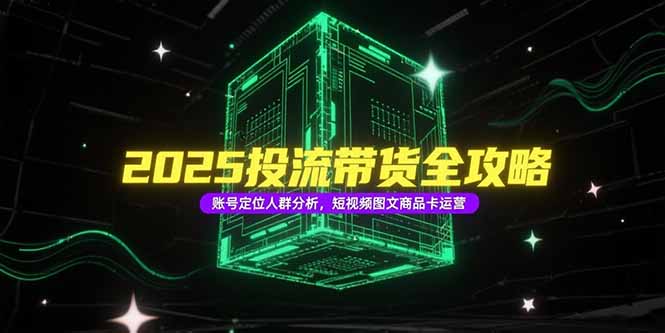 2025投流带货全攻略，账号定位人群分析，短视频图文商品卡运营-天行资源库