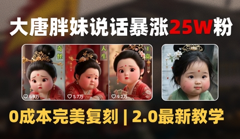 AI大唐胖贵妃说话2.0，40条视频暴涨40w粉，附独家变现攻略-天行资源库