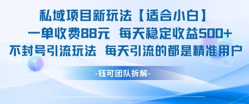 私域项目新玩法【适合小白】 一单收费88.每天稳定收益几张-天行资源库