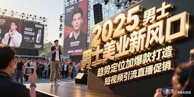 2025男士美业新风口,趋势定位加爆款打造,短视频引流直播促销-天行资源库
