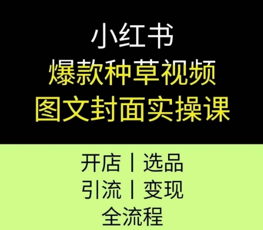 小红书爆款种草视频图文封面实操课,开店、选品、引流、变现全流程-天行资源库