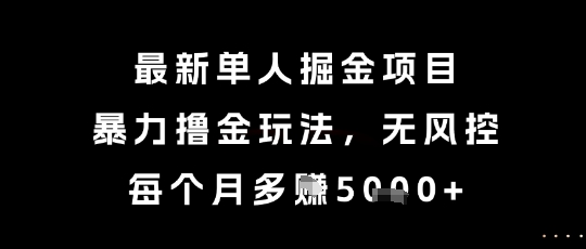 最新单人掘金项目,暴力撸金玩法,无风控,每个月多挣5k+【揭秘】-天行资源库