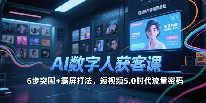 AI数字人获客课,6步突围+霸屏打法,短视频5.0时代流量密码-天行资源库