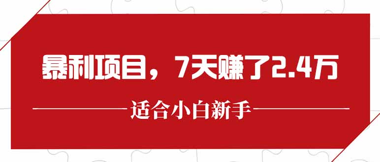 最新暴利项目,每单收益轻松在300以上,7天赚了2.4万-天行资源库