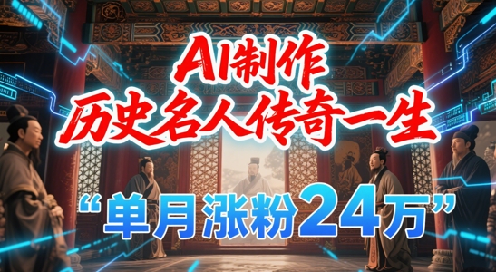 暴力起号！用AI制作历史名人传奇一生，单月涨粉24W，涨粉+变现赛道黑马来了-天行资源库