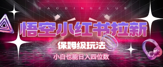 悟空小红书拉新，保姆级玩法，小白也能日入四位数-天行资源库