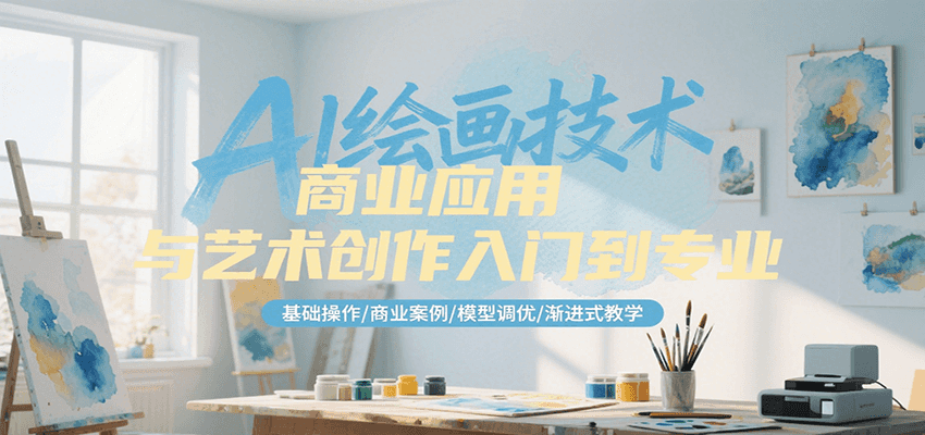 AI绘画技术商业应用与艺术创作入门到专业,基础操作/商业案例/模型调优/渐进式教学-天行资源库