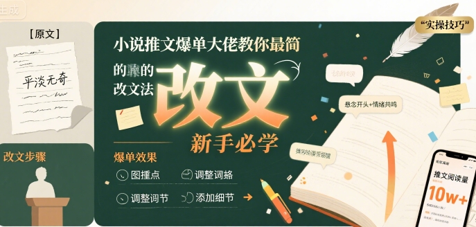 小说推文爆单大佬教你最简单的改文方法实操课,新手必学-天行资源库