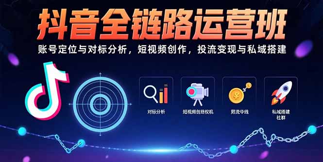 抖音全链路运营班:账号定位与对标分析,短视频创作,投流变现与私域搭建-天行资源库