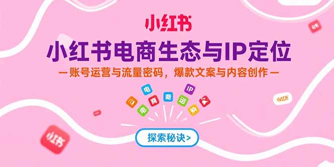 小红书电商生态与IP定位，账号运营与流量密码，爆款文案与内容创作-天行资源库