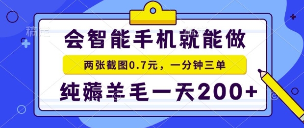 2025年零撸手机项目，二十秒一单，纯薅羊毛，一天200+做就有【揭秘】-天行资源库